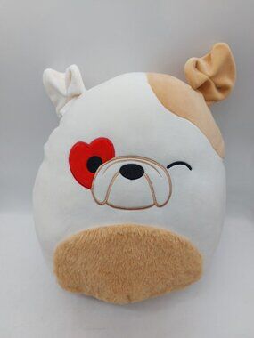 Squishmallows Brock Bulldog Plush Puppy Dog Heart Stuffed Valentine 12"